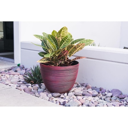 Invernaculo Modern Nested Round Textured Indoor Outdoor Pot Planter - Red - Set of 3 IN2848621